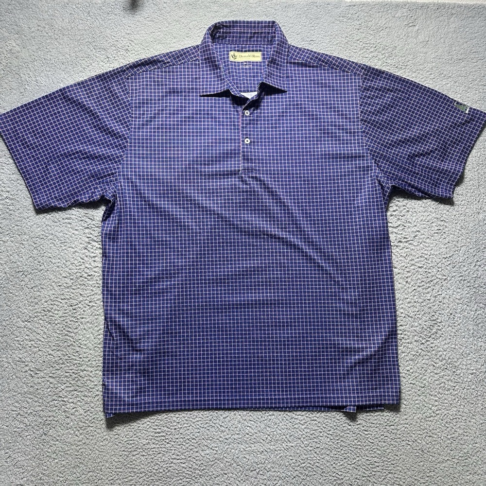 Donald Ross‎ Polo Shirt Mens 2XL XXL  Blue Pink Striped Outdoors Golf Sportswear